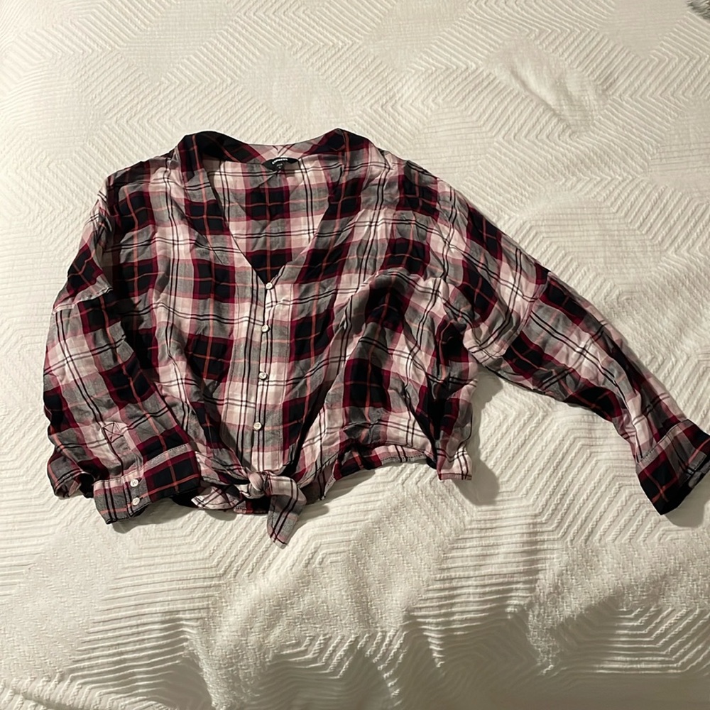 Express crop plaid shirt